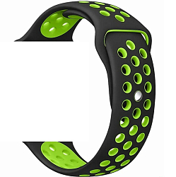 Силиконовый ремешок для Apple Watch Nike 42/44/45/49mm Черный с зеленым