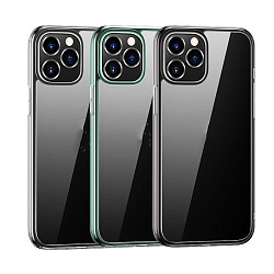 Силиконовый чехол USAMS для iPhone 12/12 Pro, US-BH630, Minni Series, прозрачная крышка, цветной ободок, глянцевая, зелёный