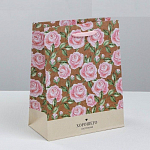 Пакет крафтовый вертикальный «Цветочного настроения», ML 23 × 27 × 11.5 см