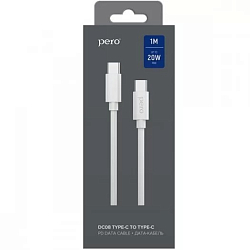 Кабель Type-C <--> Type-C  1.0м PERO DC-08 White, PD