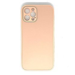 Задняя накладка AKSS для iPhone 12 Pro (6.1), розовый, "бархатное стекло"