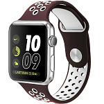 Силиконовый ремешок NIKE BAND 42_44_45_49мм (силикон) 58_коричневый & белый