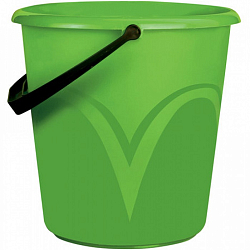 Ведро 10л LAIMA 603893 без крышки, пластиковое, пищевое, с глянцевым узором, цвет зеленый, мерная шкала