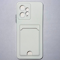 Силиконовый чехол BUTTON для Xiaomi Redmi NOTE 12 _4G (2023) белый , с карманом для пластик карт