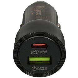 Авто ЗУ 1USB/1Type-C 3A HOCO Z52 черный,  microUSB, PD38W