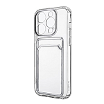 Силиконовый чехол Clear Card для iPhone 14 Pro (6.1) прозрачный с карманом для пластиковых карт