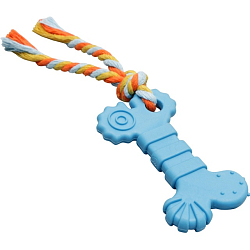 Игрушка жевательная с канатом "Кость с хвостом", синяя 7159784