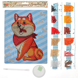 Алмазная мозаика для детей «Пушистая собачка» 20х25 см