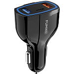 Авто ЗУ 2USB/1Type-C 2.4A FUMIKO CC07 черное, QC3.0