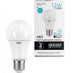 Лампа светодиодная GAUSS Elementary A60 12W/4100K/E27