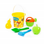 Набор "Простоквашино" №5: ведро с наклейкой, лопатка №5, грабельки №5, формочки (яблоко + груша), лейка малая №4