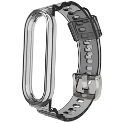 Силиконовый ремешок AKSBERRY для Xiaomi Mi Band 3/4/5/6 (прозрачный черный)