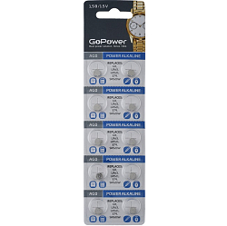 Элемент питания GoPower AG0/LR521/LR63/LR50/379A/179 BL-10 (10/100/3600)