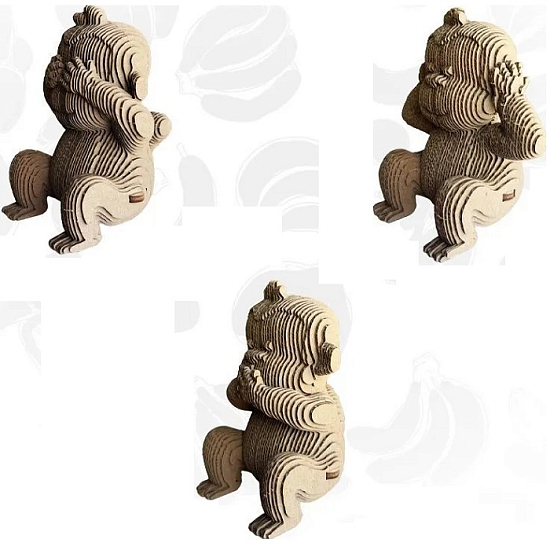 Картонный 3D конструктор QBRIX Три обезьянки