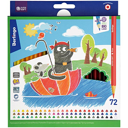 Карандаши цветные Berlingo "SuperSoft. Жил-был кот", 72цв., трехгран., заточен., картон, SS00572