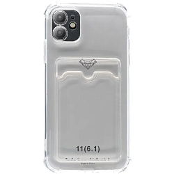 Силиконовый чехол POKET для iPhone 11 прозрачный с карманом для пластиковых карт
