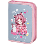 Пенал BRAUBERG, 1 отделение, 2 откидные планки, полиэстер, 21х14 см, Anime friends, 272319