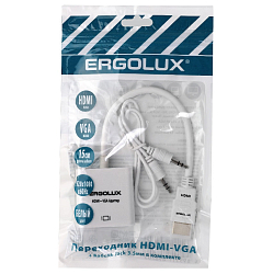 Переходник HDMI <--< VGA ERGOLUX ELX-VA01P-HDMI белый +аудио