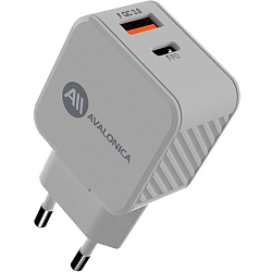Сетевое ЗУ 1USB/1Type-C 3A AVA AVA-WCH-008, белое, 20Вт