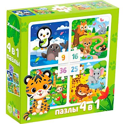 Пазл 4 в 1 «Животные», 86 деталей 4613170