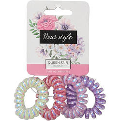 Резинки для волос «Пружинка», набор 4 шт., глянец перелив, d=3.8 см, МИКС
