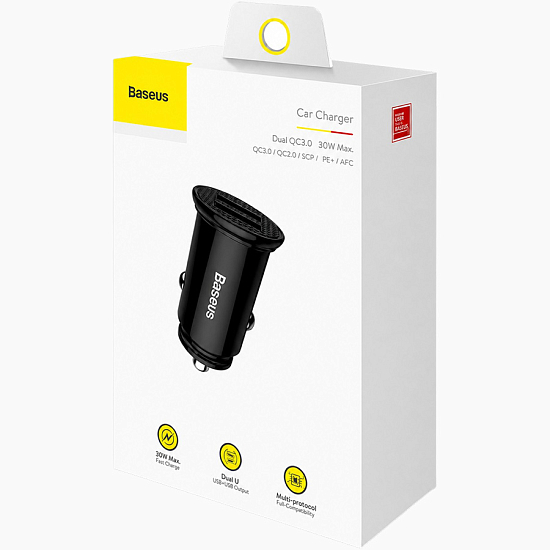 Авто ЗУ 2USB BASEUS CCALL-YD01  черный, 30W
