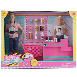 Набор с куклами DEFA Lucy "Покупка на кассе" (3 шт., младенец, подвиж. лента кассы, аксесс.)