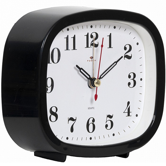 Будильник РУБИН "Классика" кварц, корпус черный (В5-001)