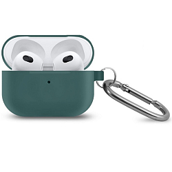 Силиконовый чехол ISA для AirPods 3 Hang Silicon Case с карабином midniht green