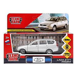 Машина металл LADA PRIORA длина 12 см инерц,серебристыйТехнопарк в кор.2*36шт 384358