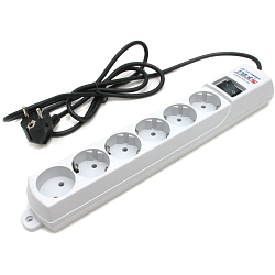 Сетевой фильтр  1.8м PILOT S 6 розеток, белый, коробка