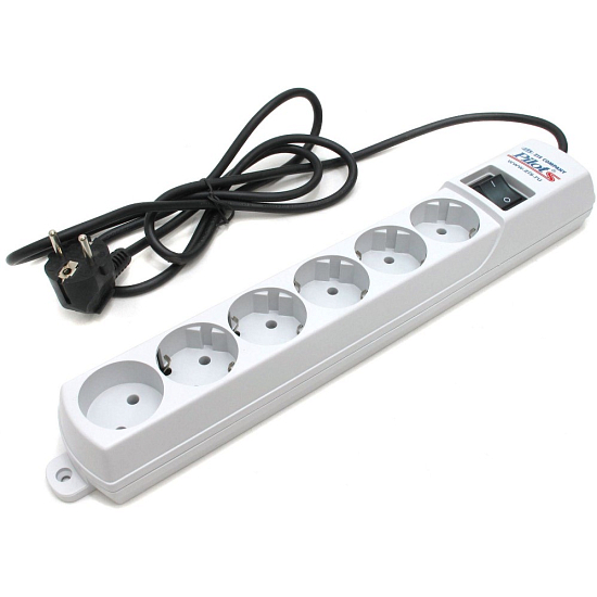 Сетевой фильтр  1.8м PILOT S 6 розеток, белый, коробка