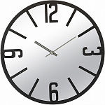 Часы настенные РУБИН "Моменты", металл + зеркало d-40 см, открытая стрелка, корпус черный (4012-001)