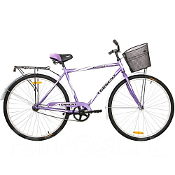 Велосипед TORRENT Romantic, Фиолетовый (рама сталь 20", дорожный, 1скорость, колеса 28д., корзина) (28" / 20")