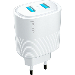Сетевое ЗУ 2USB 3.4A PERO TC08 AUTO MAX белый