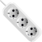 Сетевой удлинитель  1.5м DEFENDER R330 3 гнезда, 1,5 метра, 16А/3500Вт, с/з, ПВС 3х1,0мм, белый