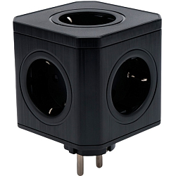 Тройник 5гн. CABLEXPERT Tower CUBE-5-16-B, черный, 16А, заземл, коробка