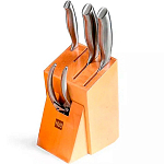 Набор стальных ножей Xiaomi (Mi) HuoHou 6-Piece Stainless Steel Kitchen Knife Set (HU0014 Silver RUS), (4 ножа + ножницы + подставка)