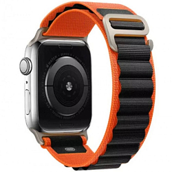 Силиконовый ремешок MOBIS для Apple Watch "Aльпийская петля" 42/44/45/49 Черный с оранжевым