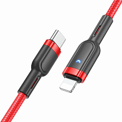 Кабель Lightning <--> Type-C  1.2м HOCO U117 Grand, красный, PD 20Вт