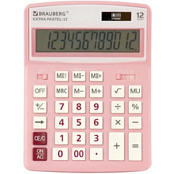 Калькулятор настольный BRAUBERG EXTRA PASTEL-12- РОЗОВЫЙ, 250487
