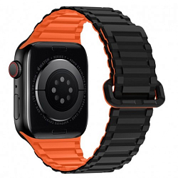Силиконовый ремешок HOCO WA06 Flexible для APPLE Watch 42/44/45/49mm, чёрный, оранжевый