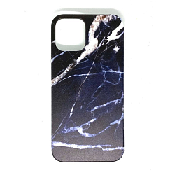 Задняя накладка GRESSO. Коллекция Мрамор черный для iPhone 12/12 Pro  прозрачный