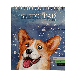 Скетчпад, А5, 48 листов, на гребне, «Собака», обложка мелованный картон, двойной УФ-лак, тонированный блок чёрный/серый/зелёный, 120 г/м²