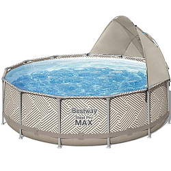 Бассейн каркасный BESTWAY 561FY Steel Pro Max 396x107см, 11133 л, фил.-нас. 2006 л\ч, лестн, тент, навес