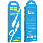 Кабель USB <--> Lightning  1.0м HOCO X40 Noah плоский, белый