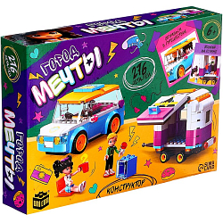 Конструктор UNICON Город мечты. Машинка с прицепом, 2 минифигуры и 276 деталей