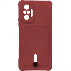 Задняя накладка ZIBELINO Card Holder с выталкивателем карты для Xiaomi Redmi Note 9 (бордовый)
