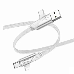 Кабель Type-C <--> Type-C  1.2м HOCO U119, серый, PD 60Вт