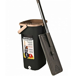 Швабра с ведром 10л VEPSMANN (ручка скл 120см, насадка м/ф 12*32см лип,10л(6+4),2слива),графит,VN-015